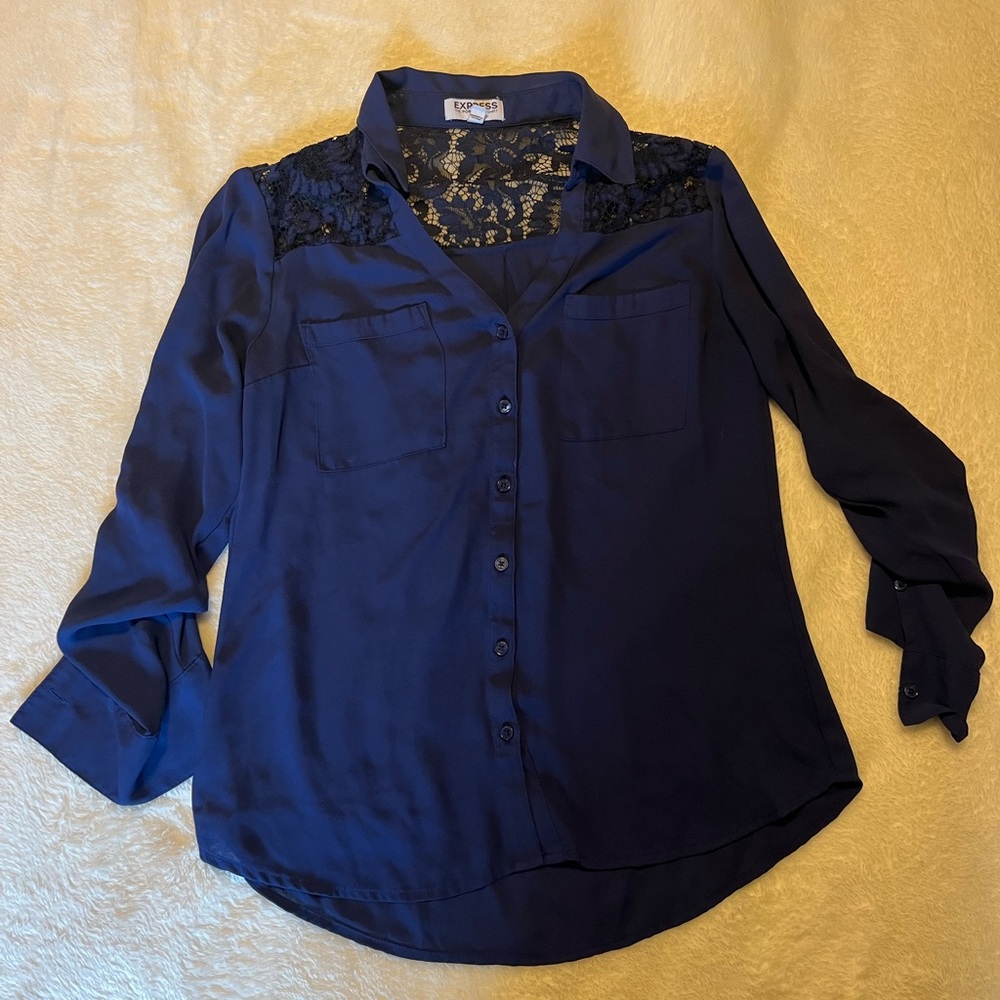 Express Navy Lace Women's Top